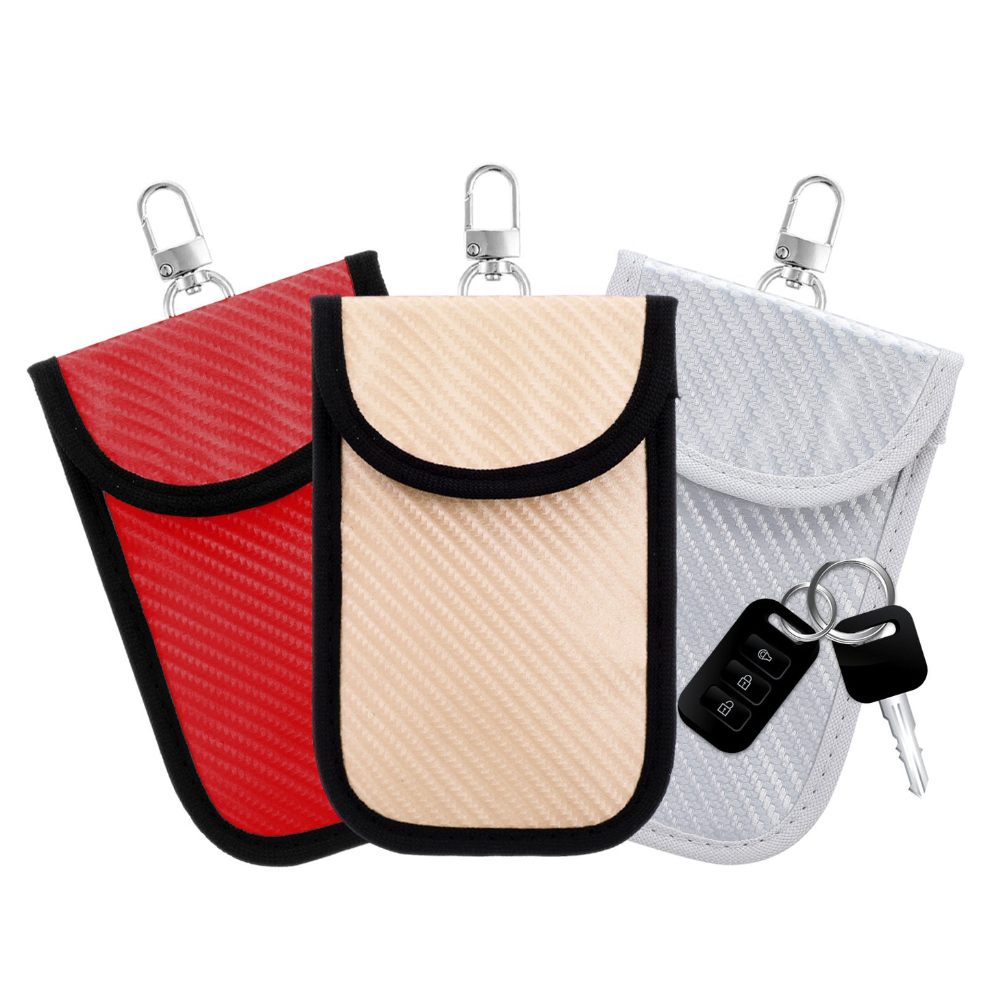 Yuanchu 3 Pack Faraday Pouches for Car Keys, Car Key Signal Blocker Bag Anti-Theft RFID Blocking Key Fob Protectors for Keyless Entry Car Security