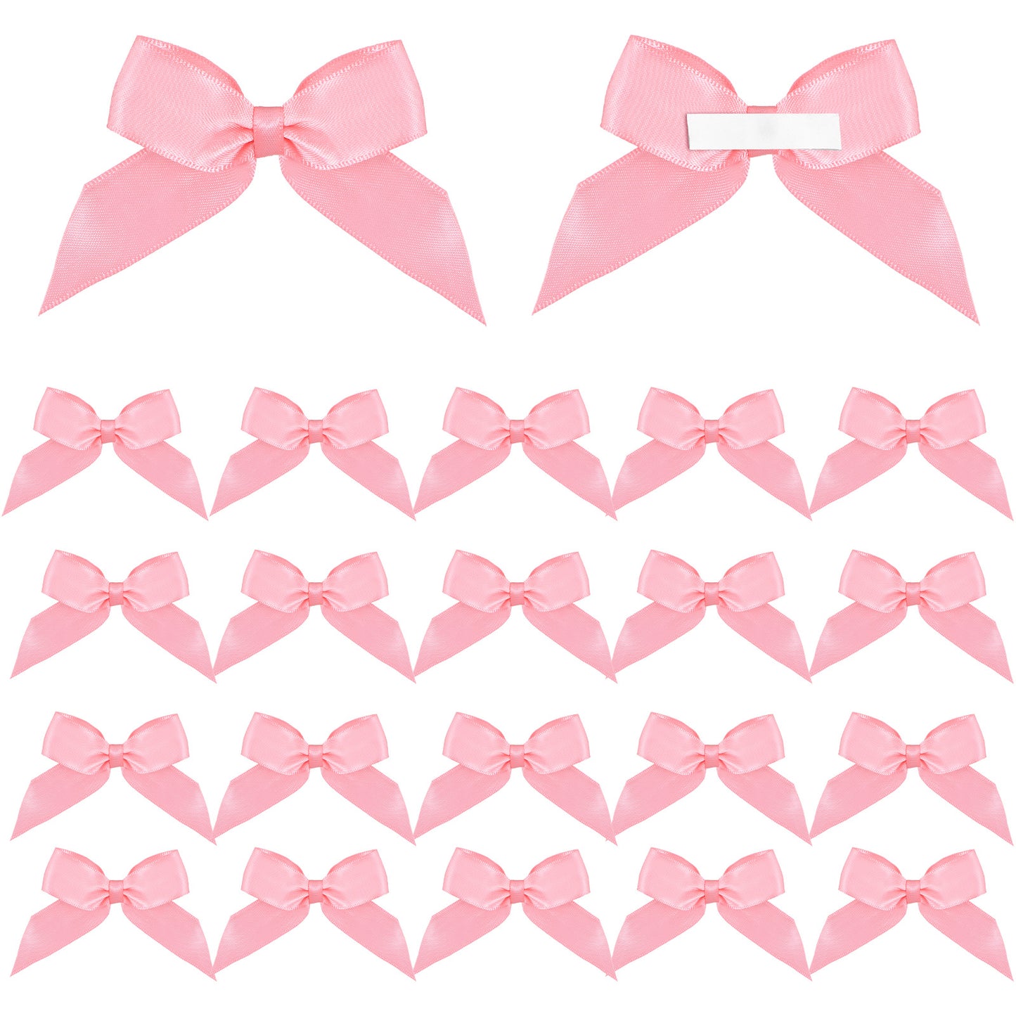 DOPENSPI 20PCS 4.3 Inch Large Pink Gift Wrap Bows, Self-Adhesive Satin Ribbon Bow Pre-Tied Craft Bows Premade Bowknot for DIY Crafts Birthday Party Wedding Decorations