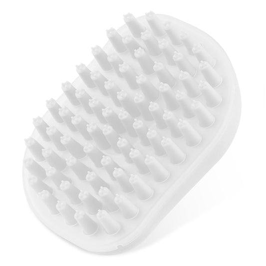 Molain Cat Dog Bath Brush, Pet Grooming Brush Comb Silicone Rubber Massage Brush Hair Fur Grooming Cleaning Brush for Puppy Dog Cat (white)