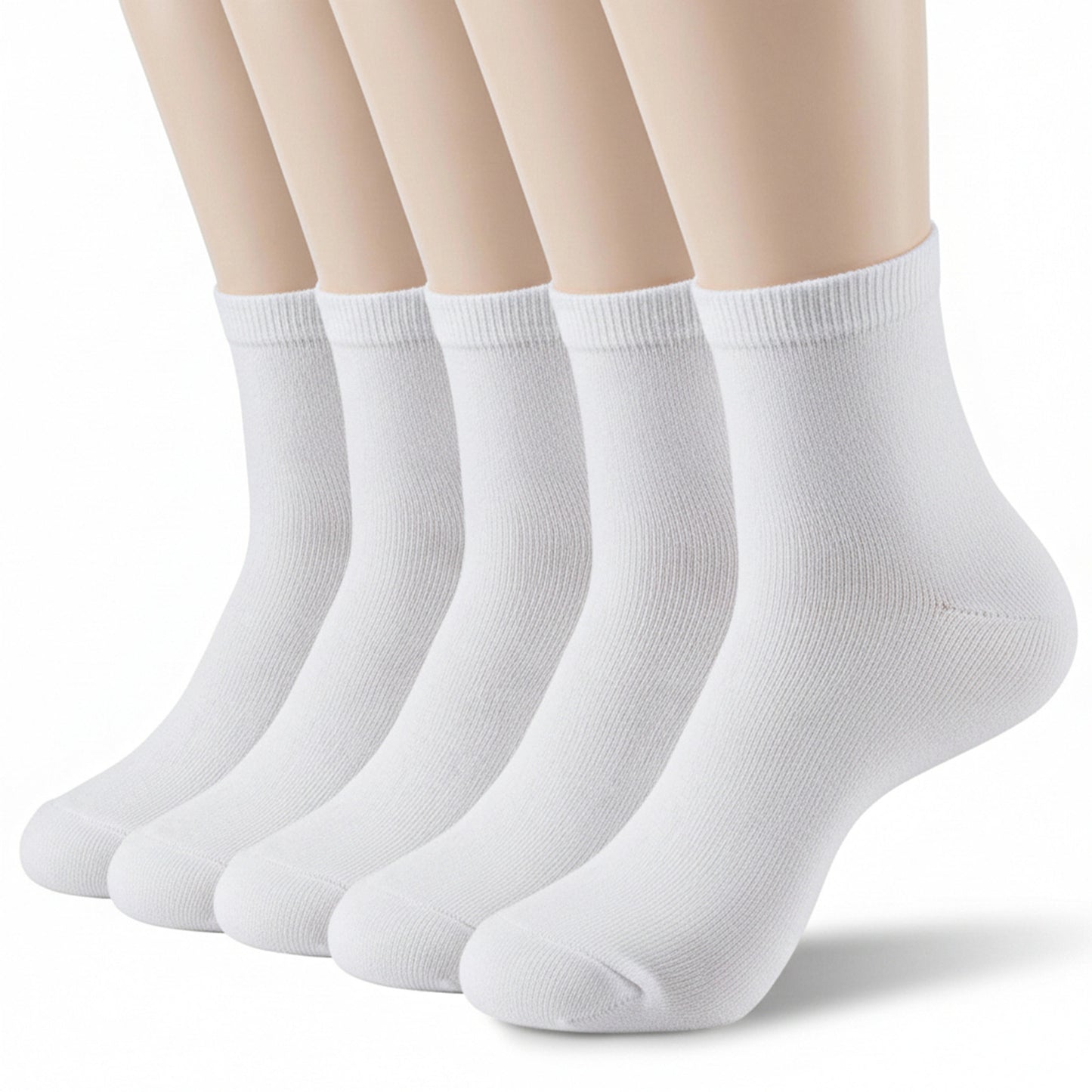 Molain Men's White Cotton Socks, 5 Pairs Breathable Comfortable Dress Ankle Socks for Business Office Casual, Size UK 6-10