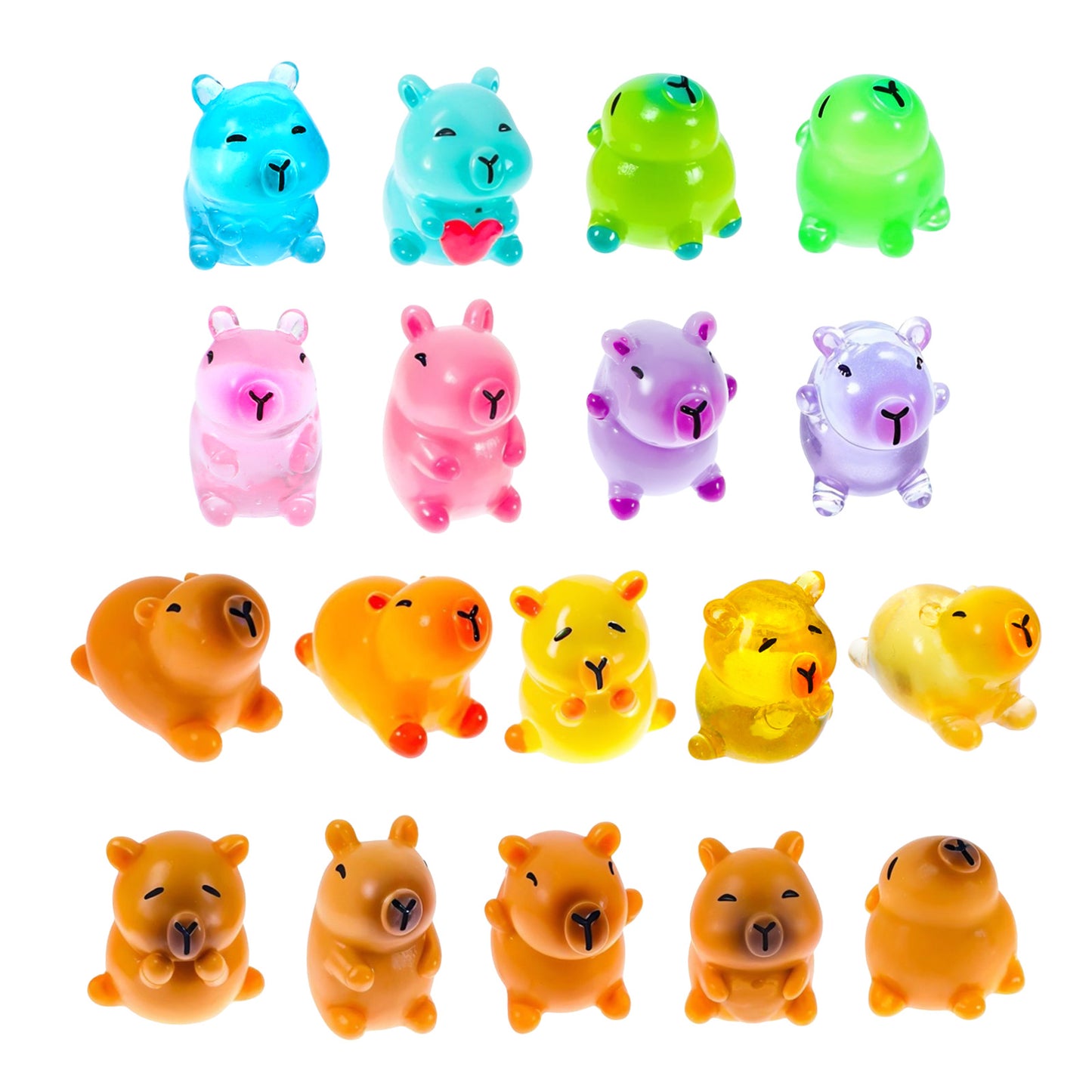 Yuanchu Mini Resin Animals, 18pcs Capybara Miniature Animals Figures Glow in The Dark Miniatures Figurines DIY Garden Small Animal Figurines Micro Landscape Aquarium Party Decor Desk Craft Accessories