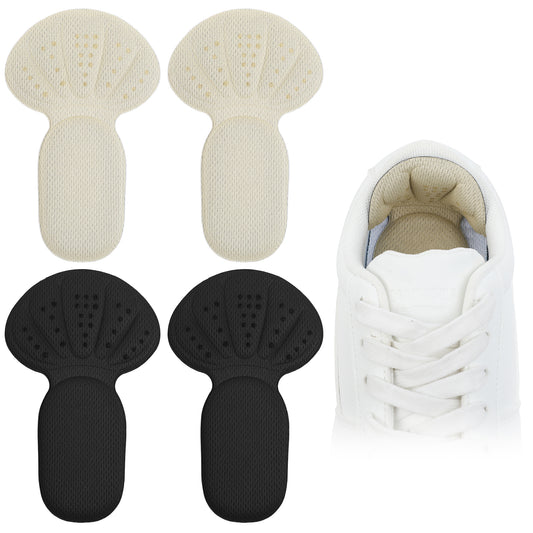 JIYIN 2 Pair Back of Heel Cushion Pads, Adhesive Heel Grips Inserts for Loose Shoes, Mesh Heel Protectors for Women Men, Reusable Heel Pads for Boots Too Big, Anti Blister Shoe Liners(Black, Skin)