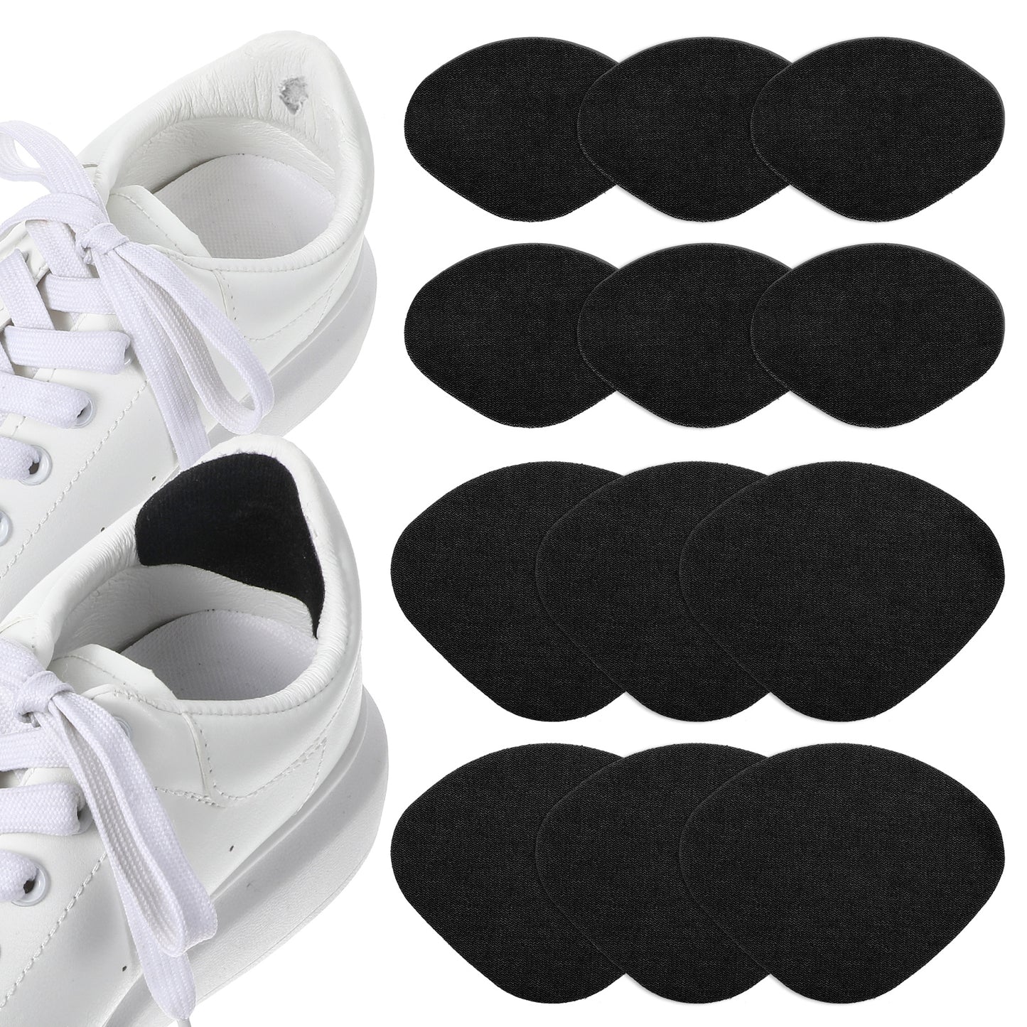 Yuanchu 6 Pairs Shoe Heel Repair, Self-Adhesive Inside Shoe Patches Kit for Repair Holes Heel Pads for Shoes Shoe Repair Kit for Sneakers Leather Shoes High Heels Boots Basketball Shoes(Black)