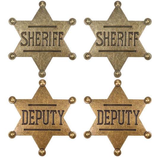 MBAIYO Sheriff Badge, Deputy Badge Metal Adult Cowboy Party Decoration Retro Hexagram Western Police Themed Medallion Pins Carnival Prizes Birthday Party Bag Gift Fillers