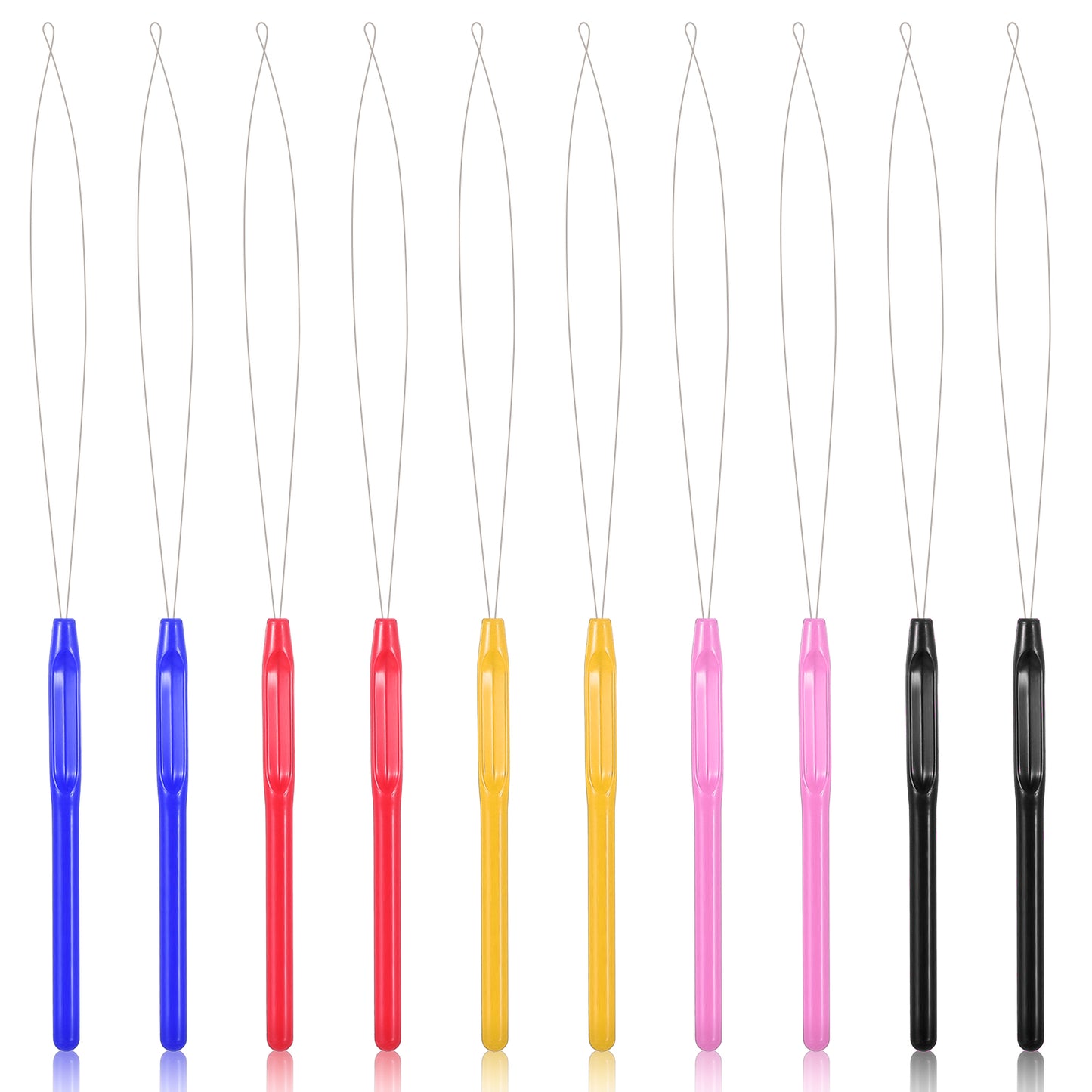 AOZUO 10 Pcs Hair Extension Loop Needle, Nano Beads Hair Extensions Threader Pulling Hook Tool Micro Loop Nano Beads Device Hair Extension Threader for Hair Feather Extensions(Multicolor)