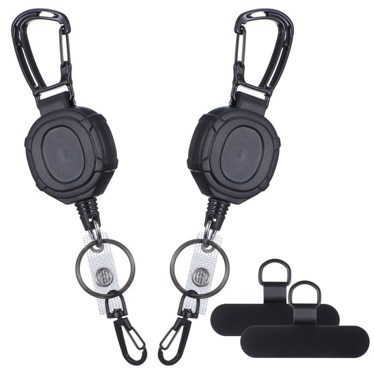 MBAIYO 1Pcs Retractable Keychain, Heavy Duty Carabiner Badge Holder with 31.8" Steel Cord Lanyard ID Card Holder Retractable Reel with Phone Tether Tabs Extendable Key Chain for ID Badges