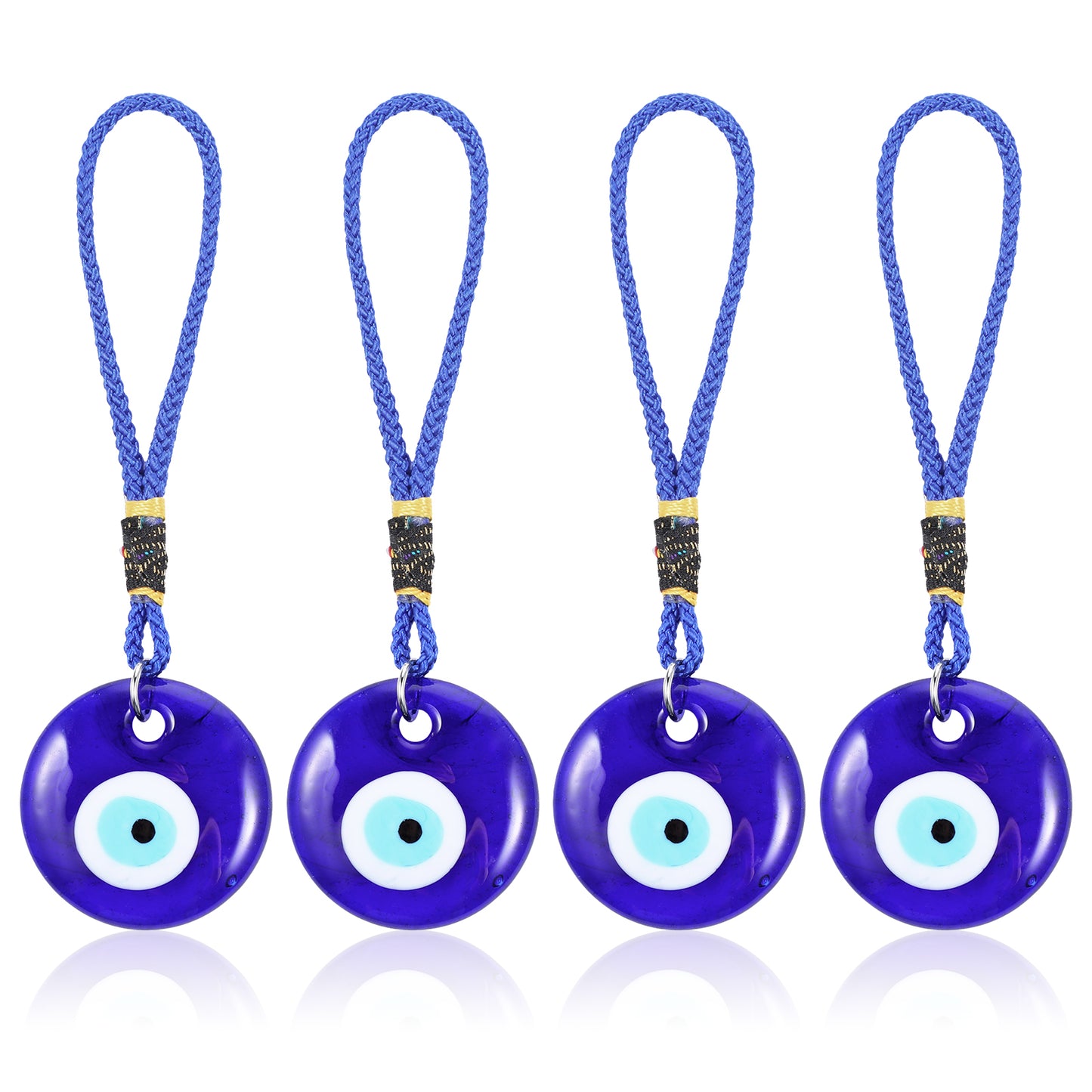 HJZHII 4 Pcs Blue Evil Eye Glass Hanging Pendant, Evil Eye Car Hanging Ornament Glass Blue Eyes Decor Car Accessories Eyes Charm for Good Luck Protection Wedding Party Christmas Favors Gift