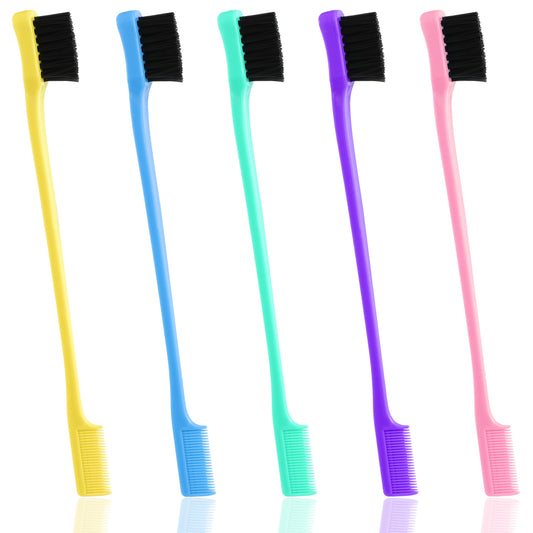 LXUEJIE 5 Pcs Hair Edge Control Brush, Double Sided Edge Control Hair Brush Tool Smooth Comb Grooming for Women Eyelash Combs Hairstyling Eyebrow Brushes