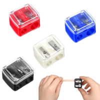 BOHUIZ 4 Pcs Cosmetic Pencil Sharpener, Eyeliner Sharpener for Large and Small Lip, Eye and Brow Pencils, Eyeliner, Lip Liner, 2 Holes Makeup Sharpener, Catches Shavings, Compact, Easy to Clean