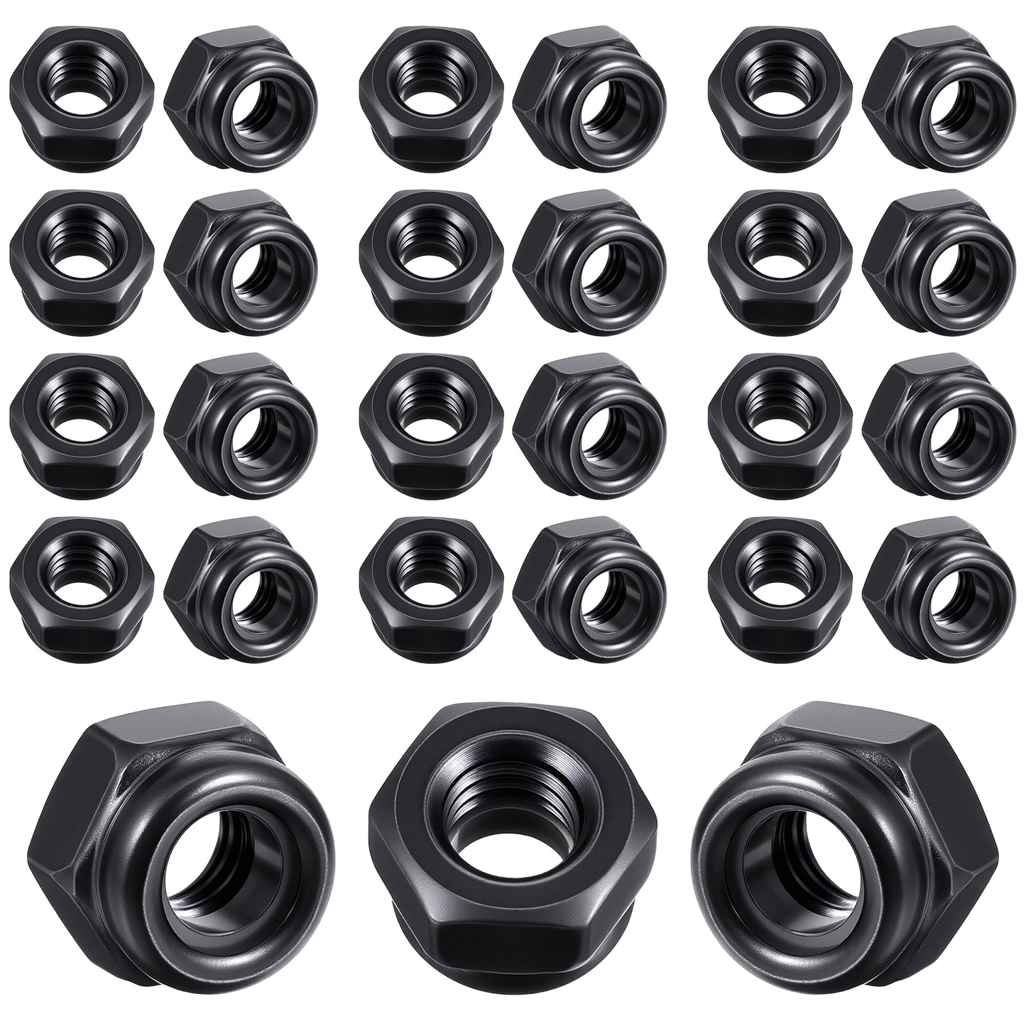 DOPENSPI 60PCS M4 Hex Nuts, Stainless Steel Black Hex Lock Nuts M4 Nut for Screws Washers Bolts Couplings Threaded Rods Adjustable Fasteners