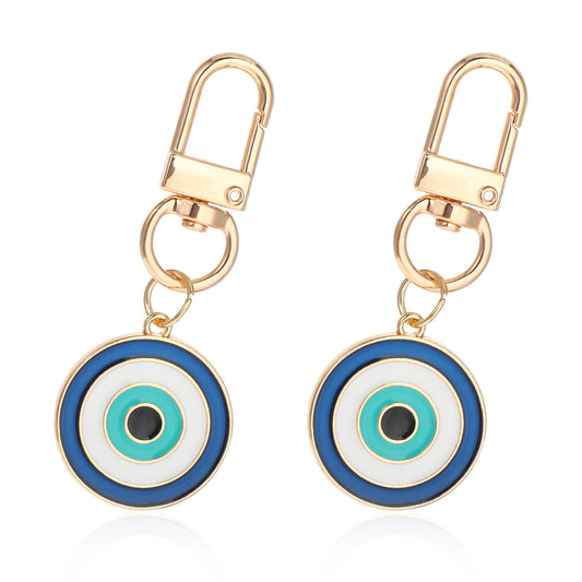MBAIYO Colorful Evil Eye Keychains, 2Pcs Good Luck Amulet Protection Blue Car Key Chain Key Ring Purse Bag Keychain for Women and Men