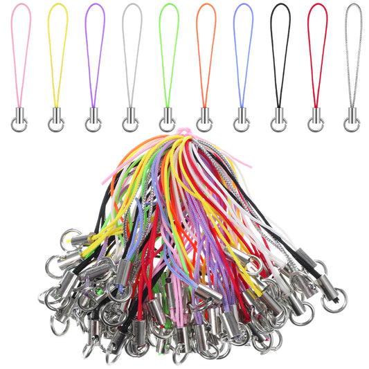IANFAN 200 Pcs Phone Charms Strap, Detachable Ring Strap Cell Phone Split Ring Straps Mini Lariat Straps for Hanging USB Keychain DIY Jewelry