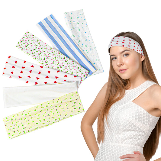 HJZHII Non Slip Headband for Women, 6 Pcs Fashion Floral Women's Headbands Soft Fabric Elastic Hairbands Stretchy Sweatbands Women Hair Accessories for Sports Workout Yoga Running Gym