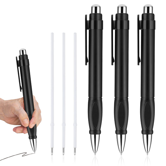 HJZHII 3Pcs Big Fat Pens with 3 Refills, Large Wide Easy Grip Pens Retractable Ballpoint Pens for Tremor Arthritis Parkinson's Handicap Carpal Tunnel Elderly School Office Writing