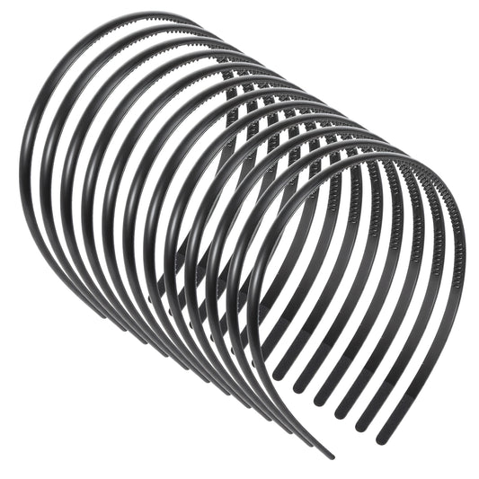 cobee 12 Pcs Plastic Headbands For Women, Thin Black Headband Non-Slip Headband With Teeth, Comb Headbands 8 mm DIY Hair Bands