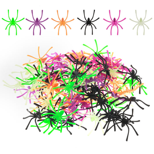 Molain 120 Pieces Realistic Halloween Plastic Spiders 6 Colors Small Spider Toys Scary Spiders Fake for Halloween Home and Party Decorations