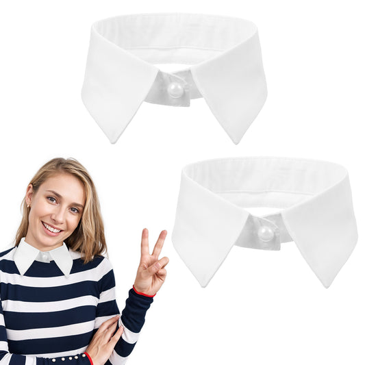 JIEYAO 2 Pack Detachable Collar Fake Collar, Versatile Dickey WhiteCollar for Women Half Shirt Blouse False Collar for Dresses Vest Blouse