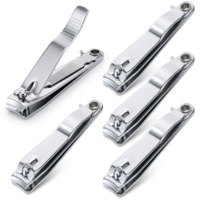 Jeffdad 5PCS Nail Clippers for Thick Nails Heavy Duty Nail Clippers Stainless Steel Fingernail Professional Toenail Clipper Trimmers with Swing Out Nail File Toe Nails Clipper for Men Women