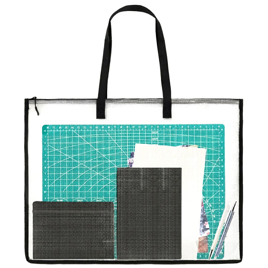 Andibro Art Portfolio Folder, 23 x 35 Inch Clear PVC Carry Case with Handle and Zipper for Artwork, Posters, Scrapbooks and Art Supplies