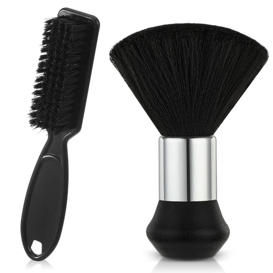 HJZHII 2 Pcs Barber Brush Neck Duster, Professional Hair Cutting Brush Soft Neck Duster Brushes Essentials Barber Accessories Barbers DusterTool for Brushing off Hair Around Ears and Neckline (Black)