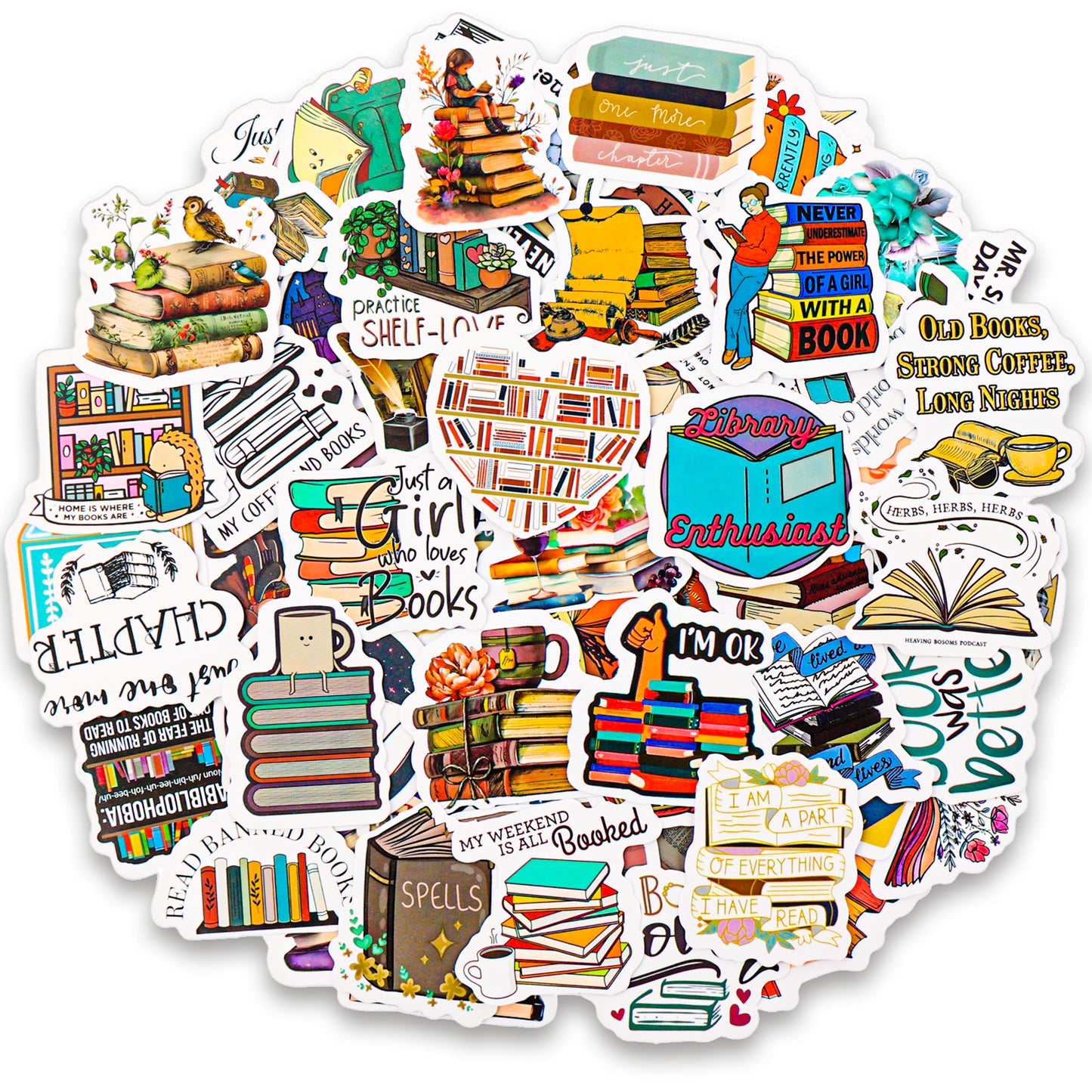 cobee 100PCS Book Stickers, Bookish Reading Stickers Vinyl Waterproof Cute Reading Stickers Gift for Kindle Book Lovers Water Bottle Laptop Phone Case Binder