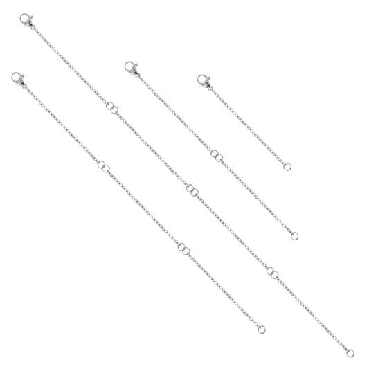 LXUEJIE 4 Pcs Necklace Chain Extender, Stainless Steel Necklace Extender Necklace Extender Extension Chains for Women Jewelry Gold, Necklace, Bracelet, Jewelry Making, 2" 4" 6" 8"(Silver)