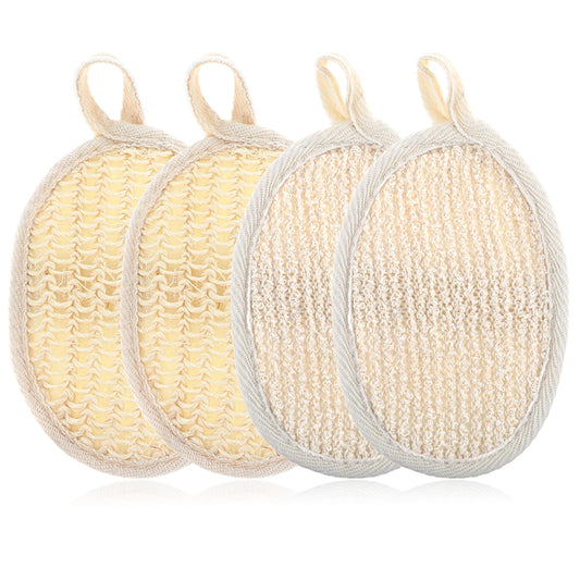 Molain Natural Exfoliating Body Scrubber, 4 Pack Eco-Friendly Bath Sponge for Men and Women Shower Scrub