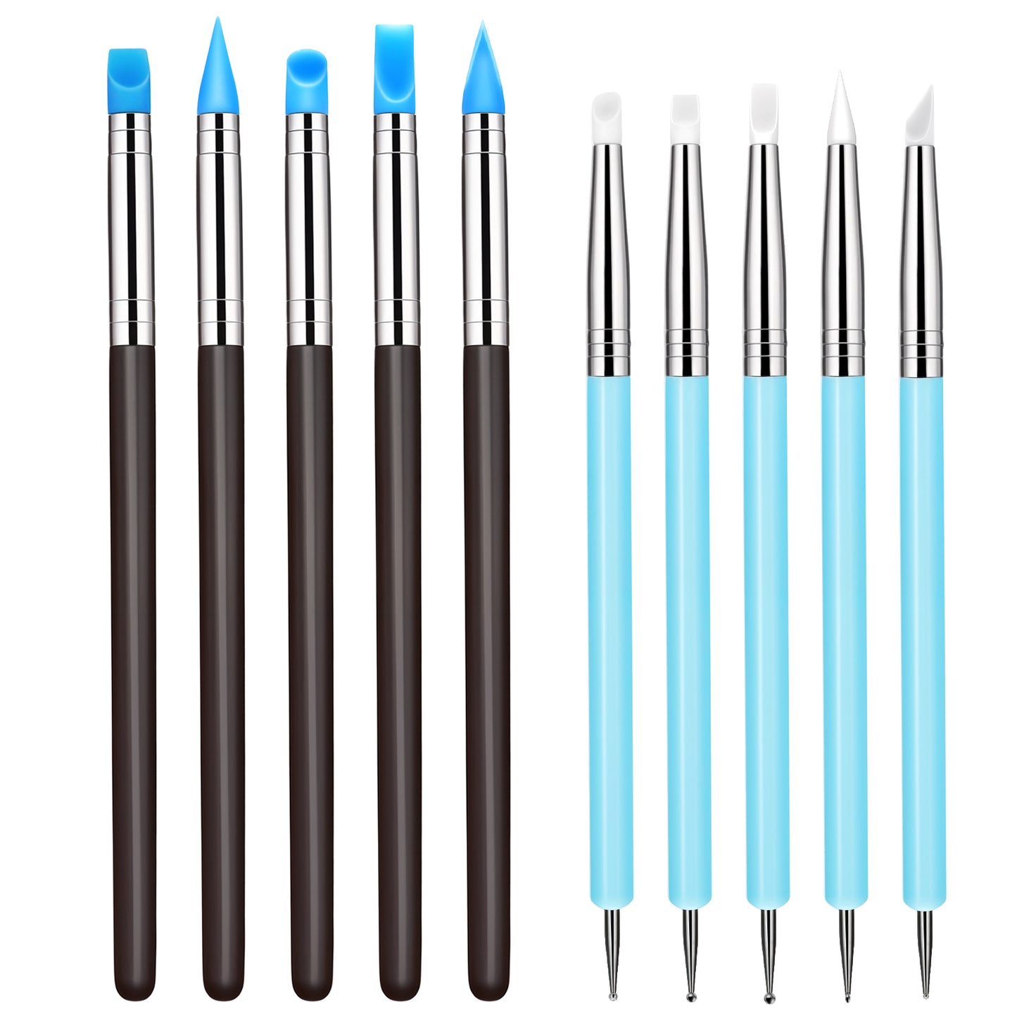 JJUNW 10Pcs Silicone Sculpting Tools, Clay Sculpting Tools, Silicone Paint Brush Modeling Dotting Tool, Pottery Tool Accessories for DIY Handicraft, Brush, Sculpture Pottery, Nail Art