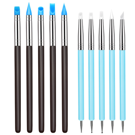 JJUNW 10Pcs Silicone Sculpting Tools, Clay Sculpting Tools, Silicone Paint Brush Modeling Dotting Tool, Pottery Tool Accessories for DIY Handicraft, Brush, Sculpture Pottery, Nail Art