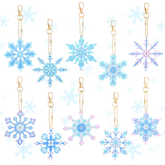 cobee 10 Pcs Snowflake Sun Catchers, Crystals Suncatcher Hanging Pendant Ornament with Chain, Hanging Rainbow Prism Suncatcher for Room Garden Balcony Kitchen Christmas Tree Decorations