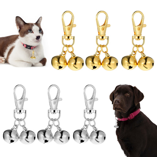 JJUNW 4 Pcs Mini Dog Collar Bells, Cat Bell, Silver Pet Pendant Accessories for Training, Loud Charms for Dogs and Cats (Silver, Gold)