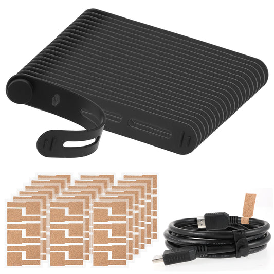 AOZUO 30PCS Silicone Cable Ties and 18PCS Cable Labels, Reusable Cord Straps Cord Labels Black Cable Management Cord Organizer Cord Wrap for Fastening Earphones Phone Charger Cable Cords Wires