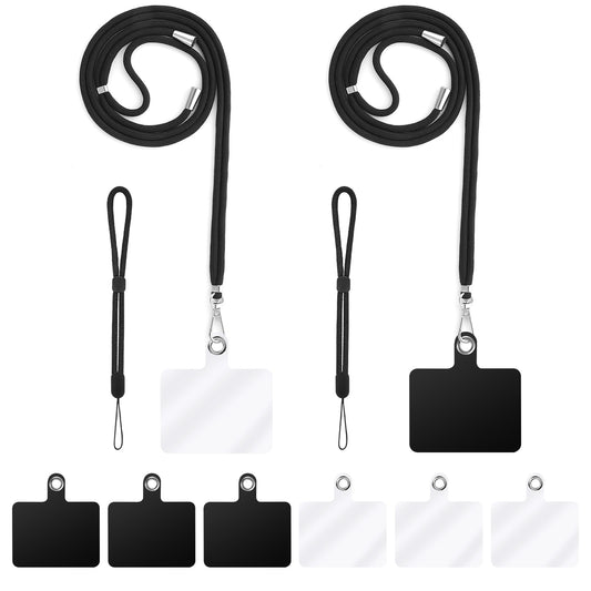 Molain Cell Phone Lanyards, Nylon Crossbody Lanyard for Around the Neck, 2Pcs Phone Neck Lanyard + 2 Pcs Hand Wrist Straps + 6 Pcs Phone Tether Patches Compatible with Smartphones Keys Wallet Camera