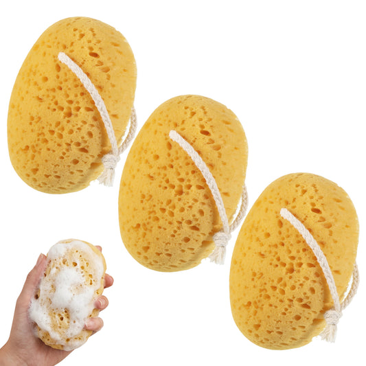 JJUNW 3Pcs Bath Sponge, 6 Inch Soft Exfoliating Body Scrubber Shower Sponges, Larger Shower Sponges for Women Men Exfoliating Reusable for Bathroom Face Body