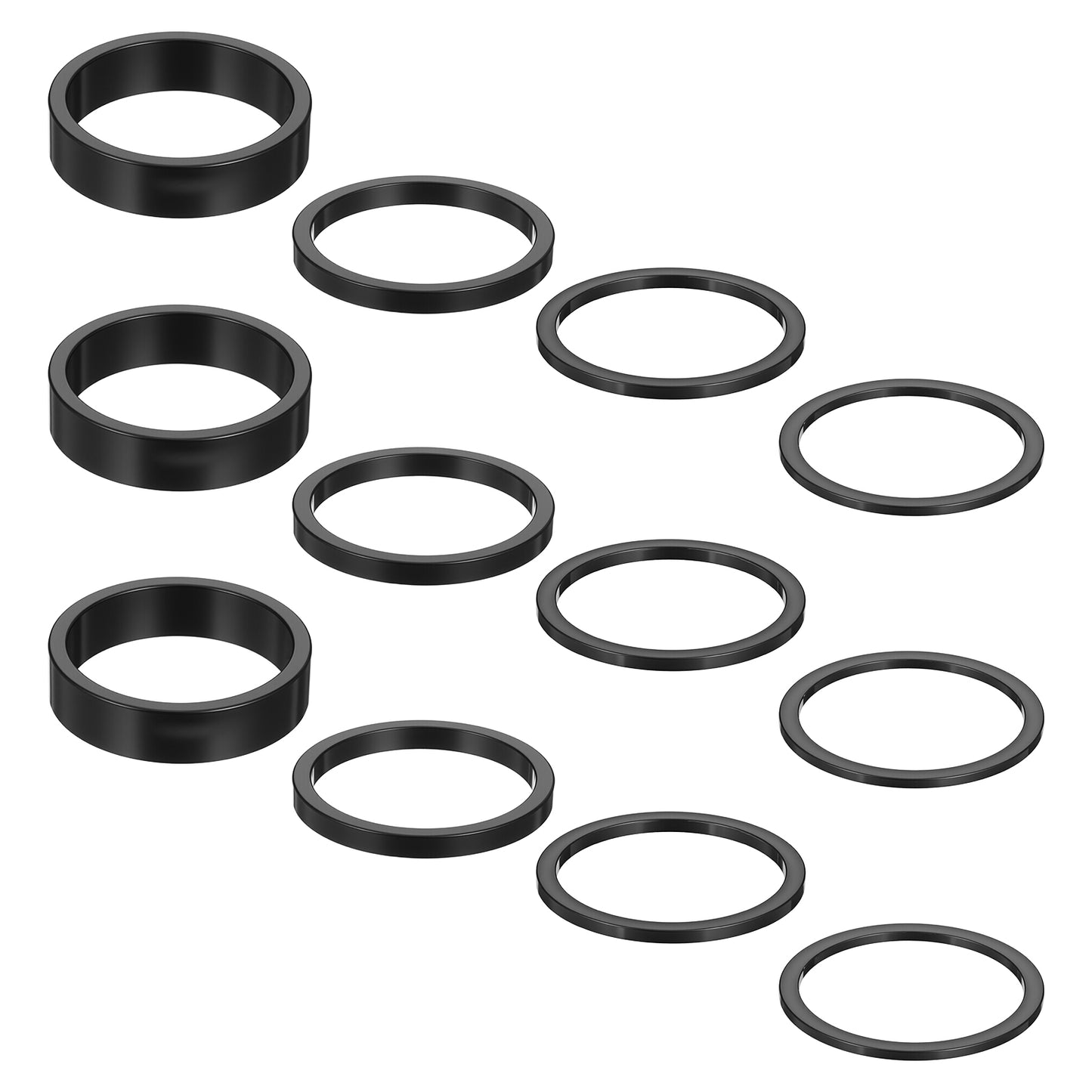 TIESOME 12 PCS Bicycle Headset Spacer, Aluminium Alloy Bike Stem Spacers Set in 4 Sizes for 1-1/8 Inch Stem MTB Road Bikes 2mm 3mm 5mm 10mm