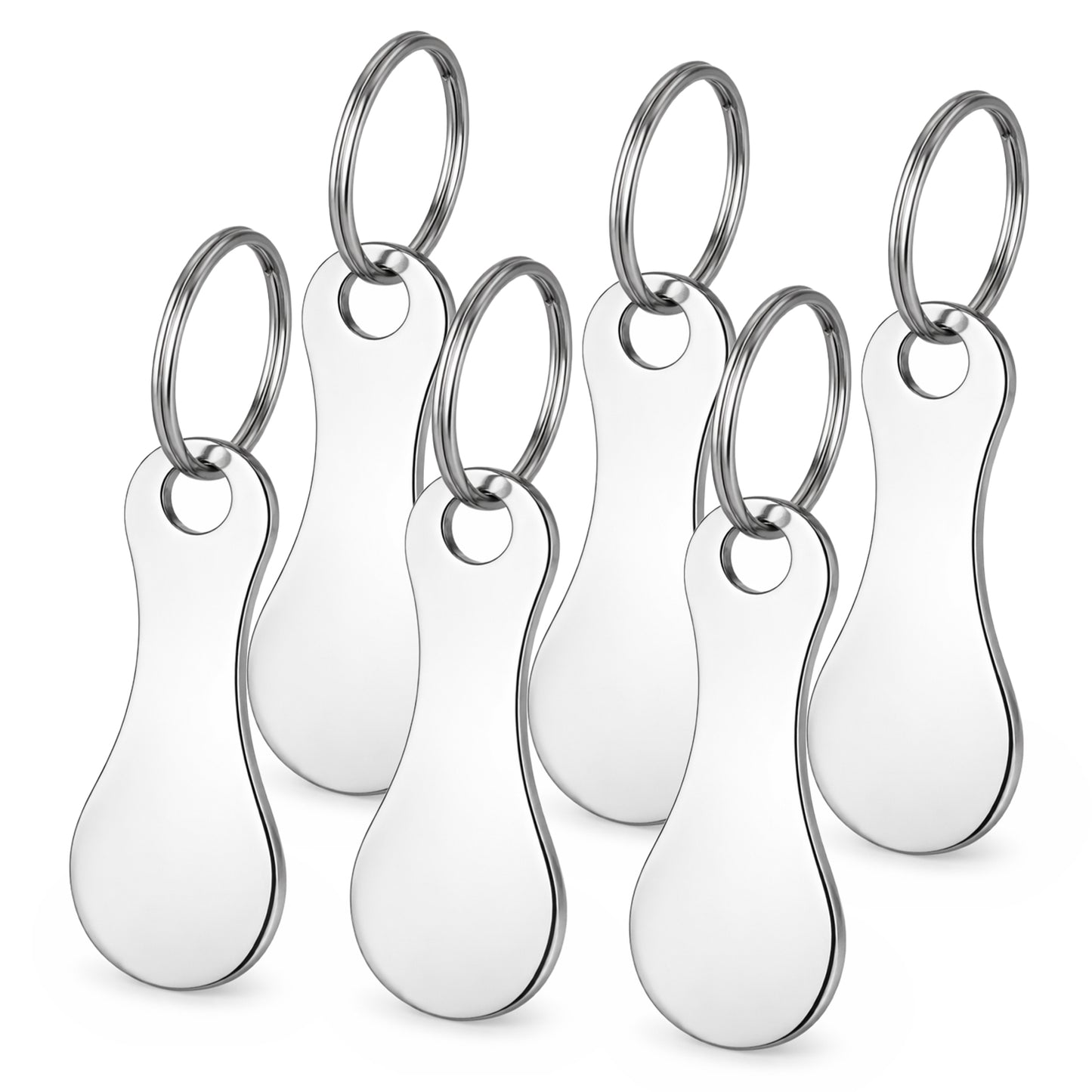 TIESOME 6 Pcs Quarter Keychain, Stainless Steel Quarter Holder Keychain with Alloy Key Ring, Portable Shopping Cart Trolley Tokens Coin Keychains for Grocery Shopping, Gift for Men Women, Silver