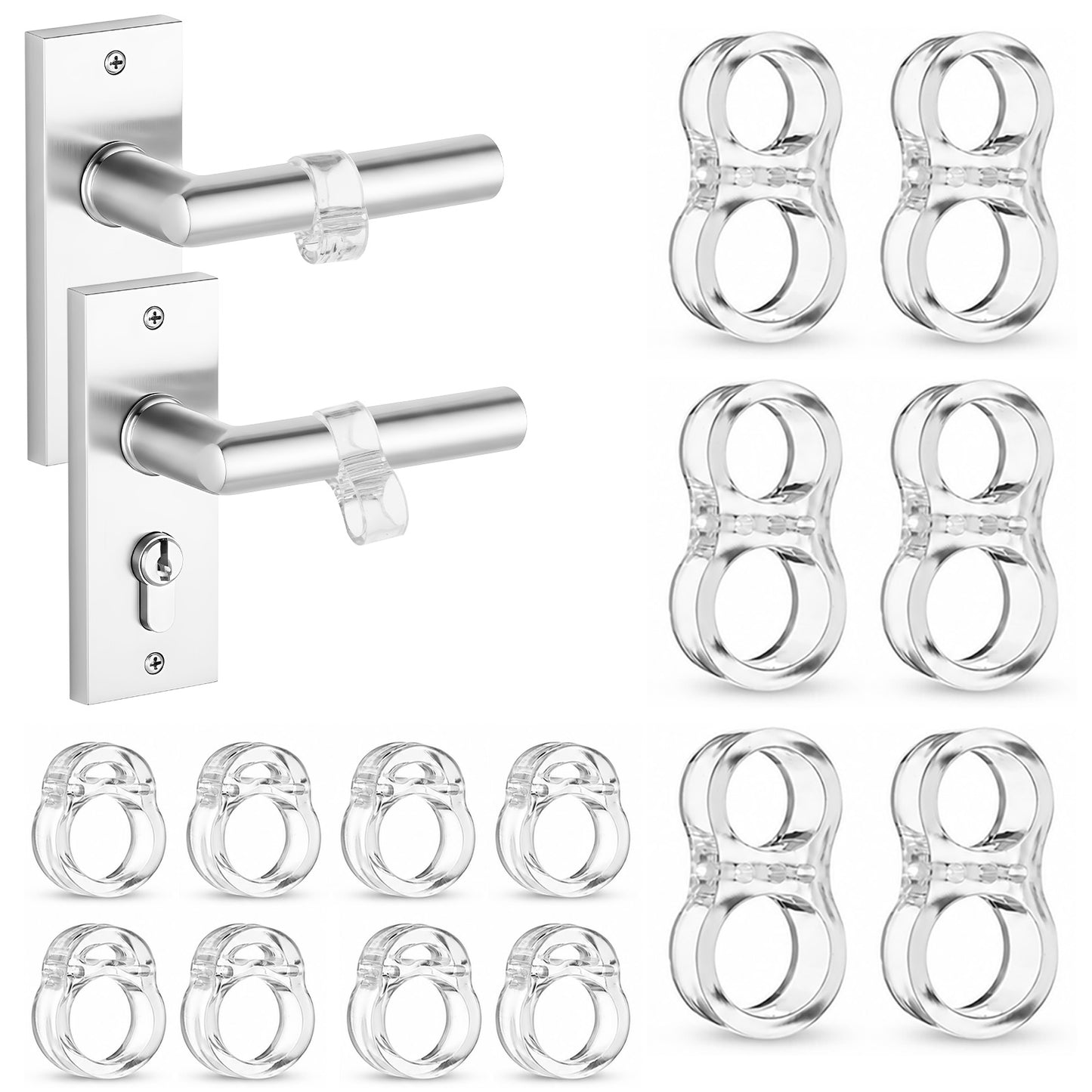 HJZHII 14 Pcs Door Handle Bumpers, 2 Size Clear Silicone Door Handle Bumper