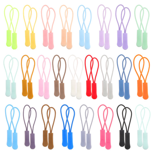 JIYIN 50 PCS Zipper Tags Strong Nylon Cord, Colorful Zipper Pull Replacement Luggage Zipper Pulls Decorative Nylon Cord Fixer Cord for Clothes Jackets Handbag Pursestents Sweatshirt