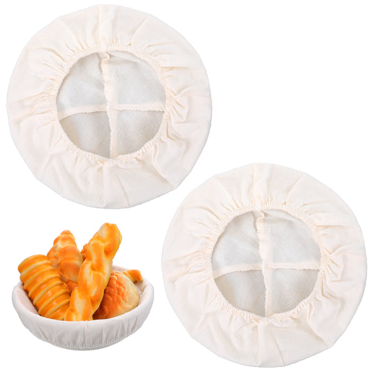HJZHII 4Pcs Banneton Liners, Sourdough Proofing Basket Liners Reusable Natural Rattan Banneton Liner Cloth Bowl Covers for Bread Proofings Round Sourdough Proofing Covers Beige