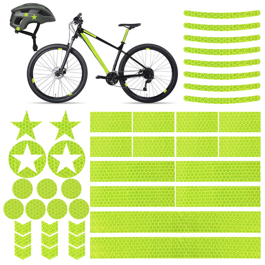 Molain 42Pcs Reflective Stickers, Nighttime Safety Waterproof Self-Adhesive Decals, Bright Colors Safety Warning Reflective Stickers for Helmet, Bicycle, Skateboard, Car & Stroller(Yellow)