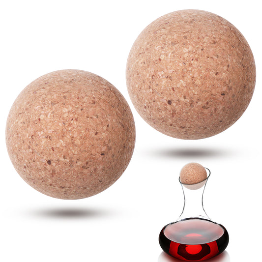 cobee 2 Pcs Decanter Stopper, 2.36 Inch Cork Ball Wine Corks Cork Stoppers, Wine Decanter with Stopper Cork Globe for Wine Carafe Decanter Bottle Replacement Wine Glass Accessories