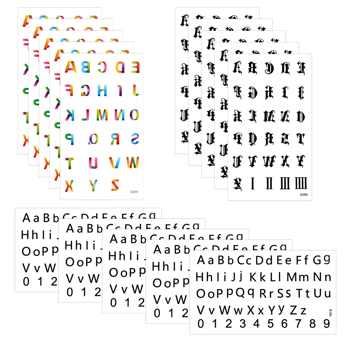 HJZHII 14 Sheet Temporary Tattoos Letters, Small Fake Finger Tattoos Alphabet Letters Stickers Gothic Fake Tattoo Colorful Alphabet Temporary Tattoo Sticker for Adult Finger Neck Body