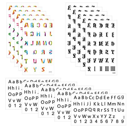 HJZHII 14 Sheet Temporary Tattoos Letters, Small Fake Finger Tattoos Alphabet Letters Stickers Gothic Fake Tattoo Colorful Alphabet Temporary Tattoo Sticker for Adult Finger Neck Body