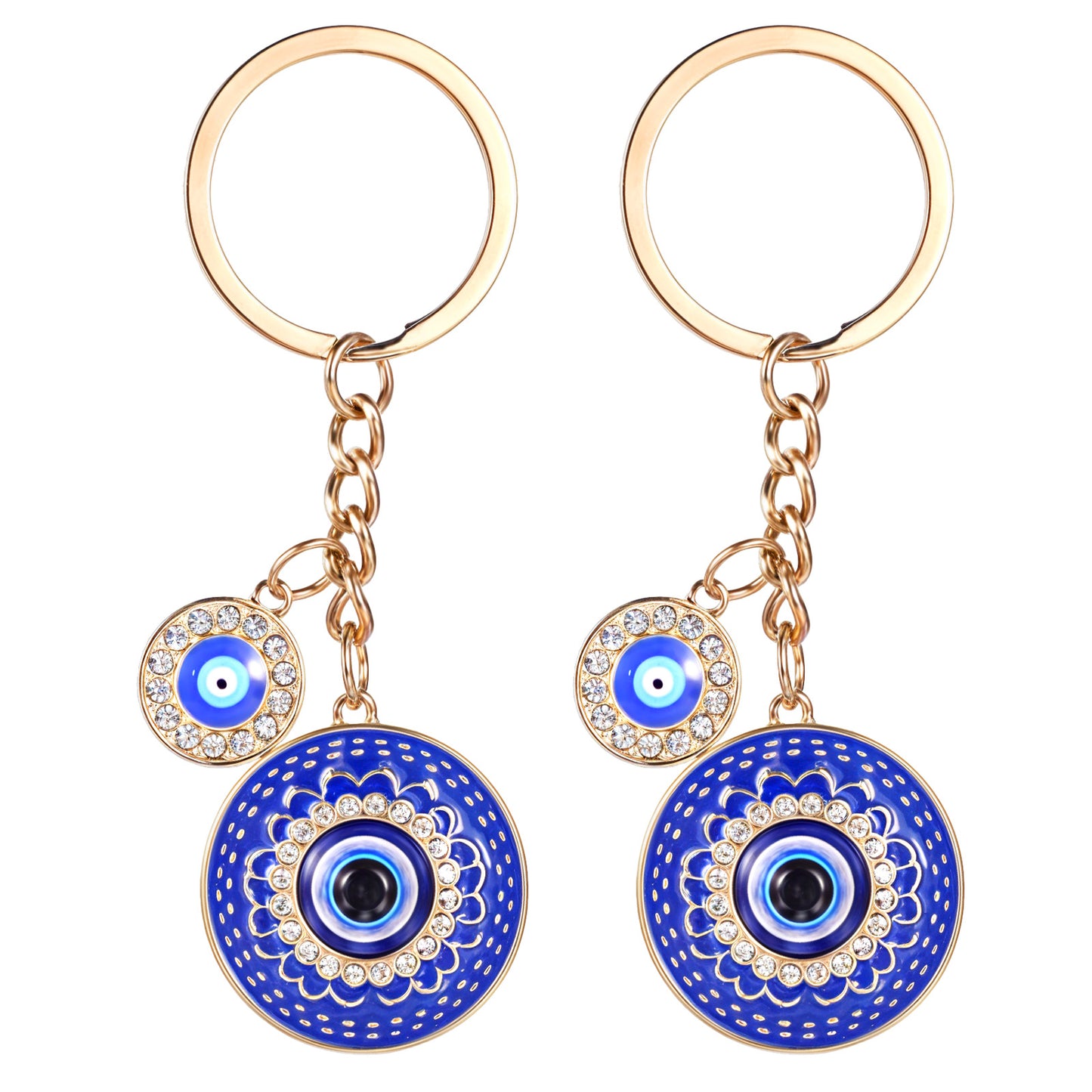 AOZUO Evil Eye Keychain, Bling Evil Eye Keychain with Keyring Good Luck Amulet Protection Charm for Women Men