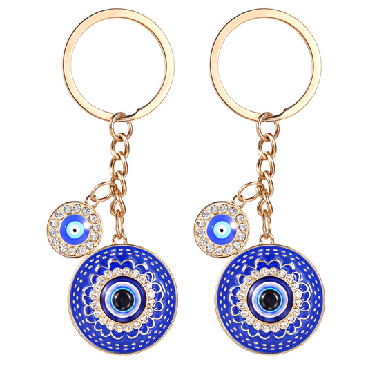 AOZUO Evil Eye Keychain, Bling Evil Eye Keychain with Keyring Good Luck Amulet Protection Charm for Women Men