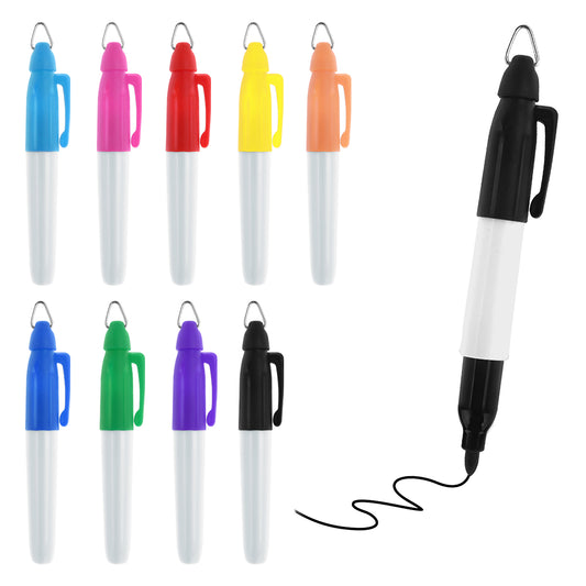 HJZHII Mini Permanent Marker, 9 Colors Keychain Clips Pocket Markers Golf Ball Highlighters Badge Ring Hook Pen Colorful Ink Pens for Nurses Office School Supplies Outdoor Activities