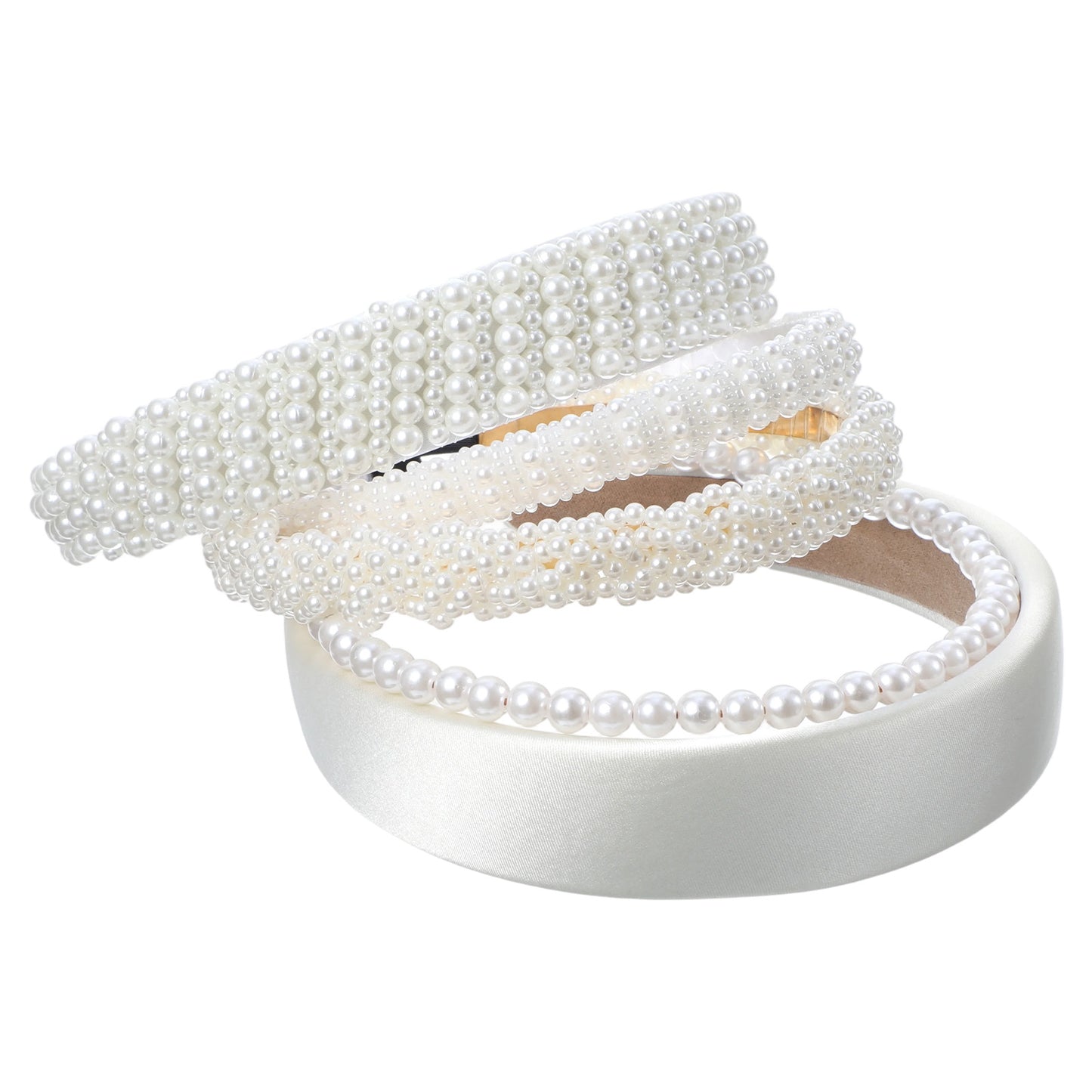 TIESOME 5Pcs Pearl Headbands for Women, White Cute Pearl dainty Headbands Bling Faux Pearls Hairbands Wedding Hair Accessories with Imitation Pearls Bridal Hair Bands