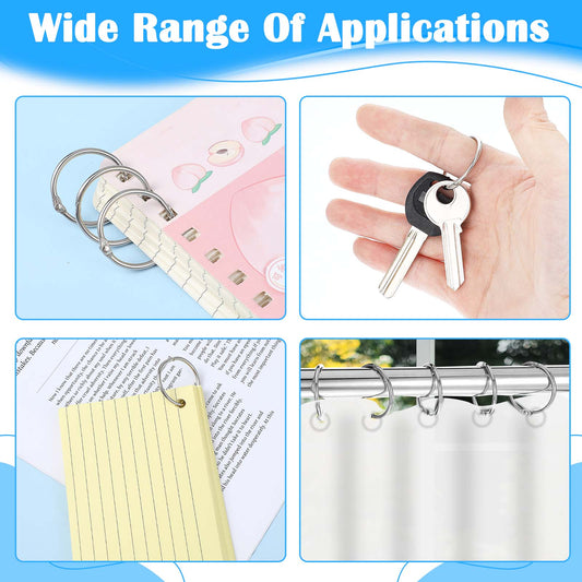 HJZHII 40PCS Binder Rings, 25mm 1Inch Inner Diameter Loose Leaf Binder Rings Metal Book Rings Binding Rings for Papers Index Cards Flash Cards Ring Binder Keychains