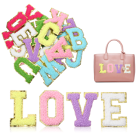 DOPENSPI 26PCS Chenille Letters Patches, Self Adhesive Letter Patches A-Z Embroidered Applique Fabric Applique Initial Patche Alphabet Patche Stick for DIY Shirts Shoes Jeans Backpacks Hats Multicolor