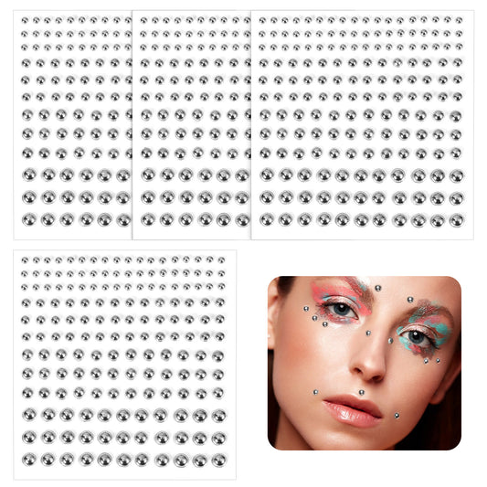 LXUEJIE Face Gems, Non Piercing Nose Stick on Silver Belly Button Stickers, Fake Piercings Nose Stud Silver, Fake Eyebrow Piercing, Face Sticker Ring, Stick On Faces Stickers for Women, Men